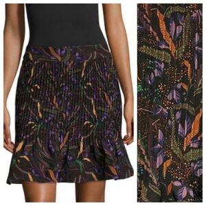 Saloni Maggie Floral Print Mini pleated flounce Skirt Zip Closure 16175